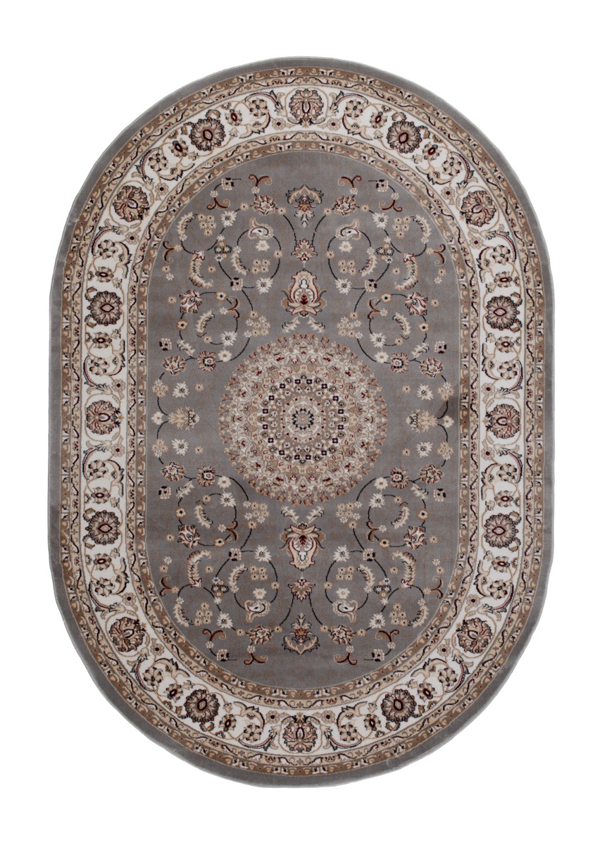 Doha Oma Grå Oval 200x290 cm Wiltonmatta