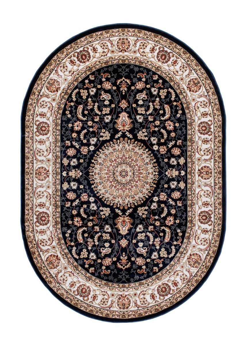 Doha Oma Blå Oval 160x230 cm Wiltonmatta