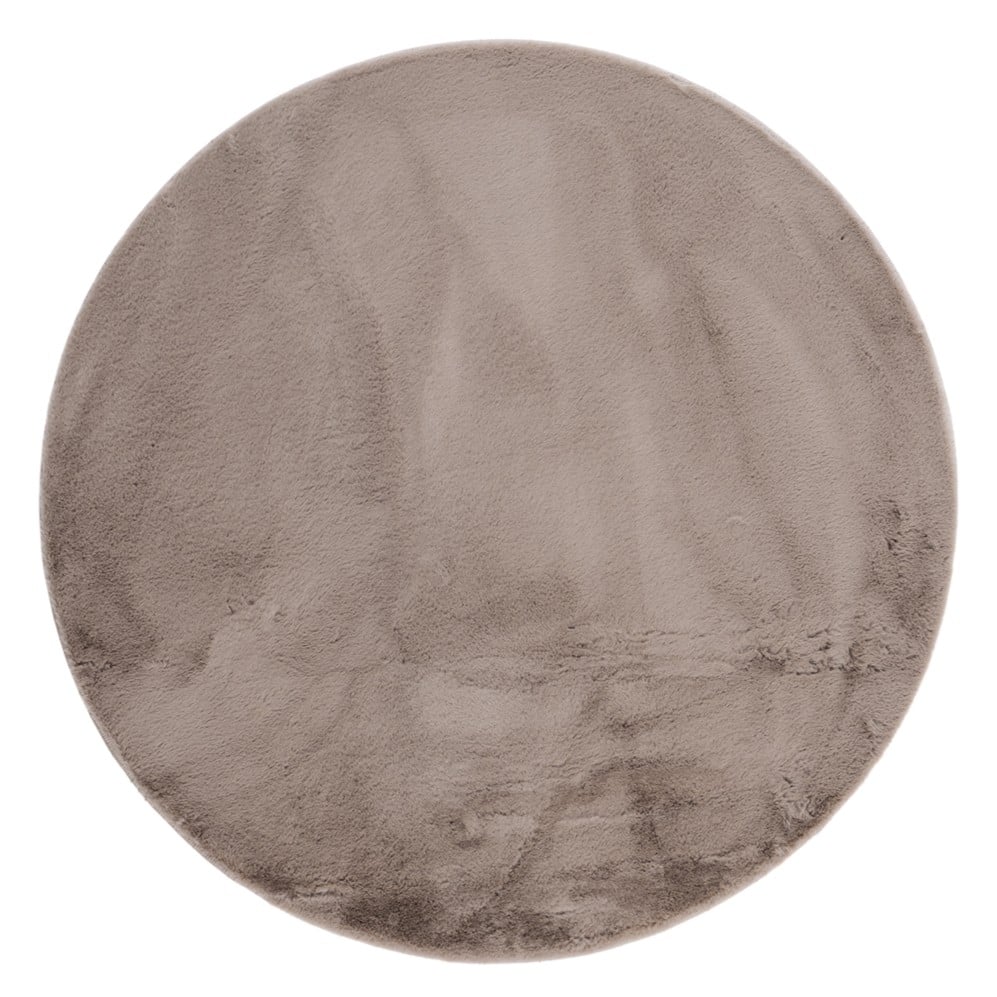 Eiderelle Taupe Rund 160 cm Mjuk P&auml;ls-look Matta