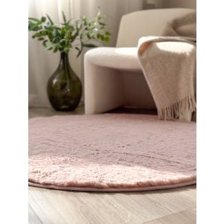 Rund Eiderelle Rosa Myk Pels-look Teppe