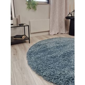 Rund Komon Blå Ryateppe