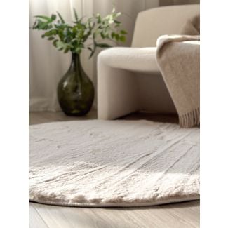 Rund Eiderelle Natur Myk Pels-look Teppe