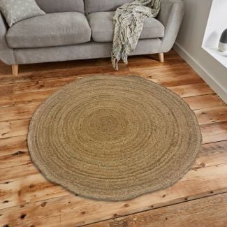 Rund Candace Fläta Natur Jute Teppe