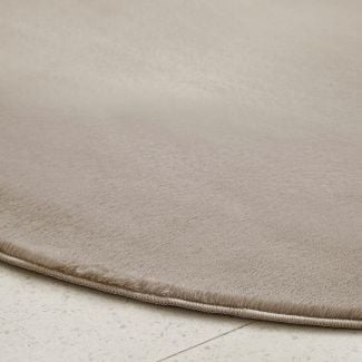 Rund Cat Taupe Vaskbart Pels-teppe
