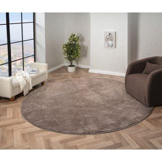 Rund Cloudy Taupe Vaskbar myk Ryateppe