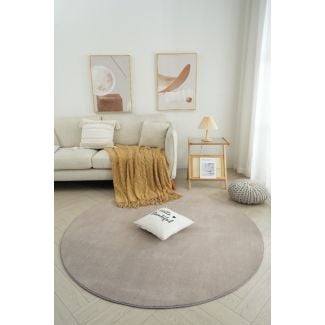 Rund Comfy Greige Vaskbar Ryateppe