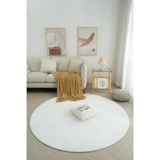 Rund Comfy Offwhite Vaskbar Ryateppe