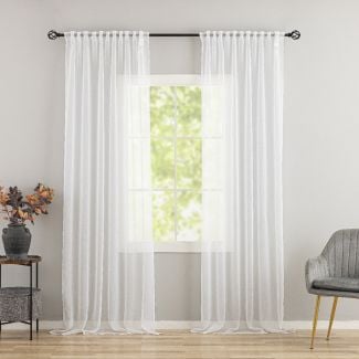 Ellinor Hvit 2x135x250 cm Linnegardin-look 2-pak