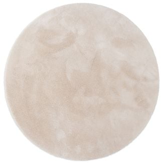 Rund Fluffy Beige Vaskbar myk Ryateppe