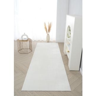 Løper Glossy Offwhite Myk Pels-look Teppe