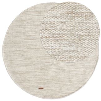 Rund Lunda Beige Ullteppe