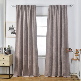 Rumsförmörkande Sammetsgardin 2-pack Nancy Sand