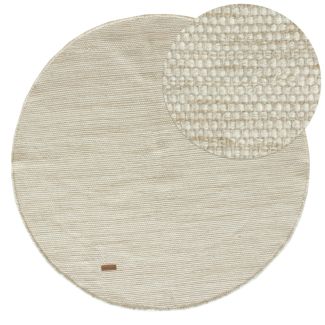 Rund Norrsken Beige Ullteppe