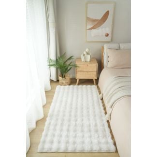 Løper Rabbit Bubble Offwhite Vaskbart Pels-teppe