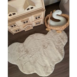 Barneteppe Myk Pelslook Rabbit Cloud Lys Beige