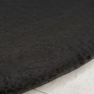 Rund Rabbit Eco Svart Pels Teppe