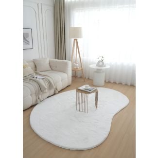 Vaskbart Pelsteppe – Organisk Form Rabbit Shape Offwhite
