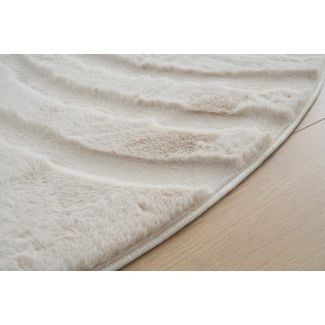 Rund Rabbit Zen Lys Beige Pels Teppe