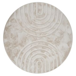 Rund Rabbit Zen Lys Beige Pels Teppe