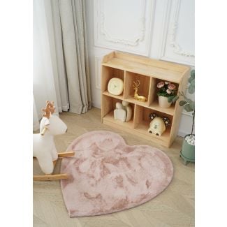 Barneteppe Myk Pelslook Rabbit Heart Rosa