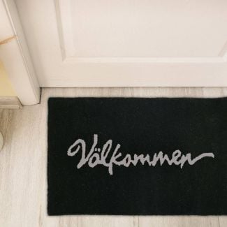 Välkommen Svart 50x80 cm Maskinvevd Teppe