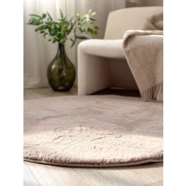 Rund Eiderelle Taupe Myk Pels-look Teppe