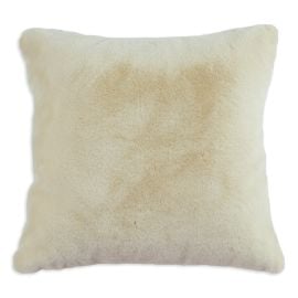 Beige fluffig prydnadskudde med lång lugg