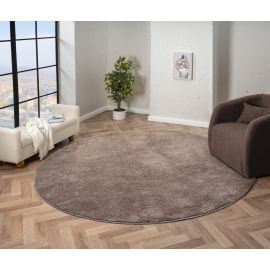 Rund Cloudy Taupe Vaskbar myk Ryateppe