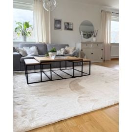 Vaskbar myk Ryateppe Fluffy Beige
