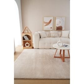 Kvadratisk Fluffy Beige Vaskbar myk Ryateppe