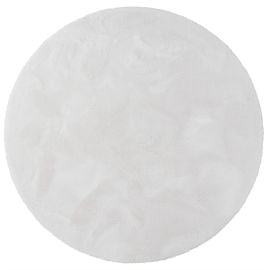 Rund Fluffy Offwhite Vaskbar myk Ryateppe