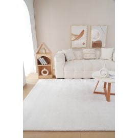 Kvadratisk Fluffy Offwhite Vaskbar myk Ryateppe