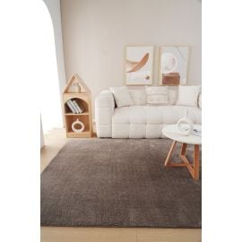 Kvadratisk Fluffy Taupe Vaskbar myk Ryateppe