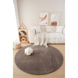 Rund Fluffy Taupe Vaskbar myk Ryateppe