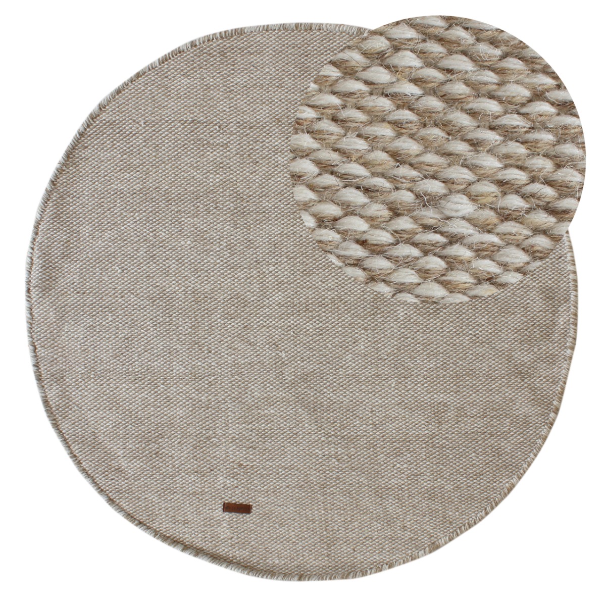 Livia Beige Rund 120 cm Ullmatta