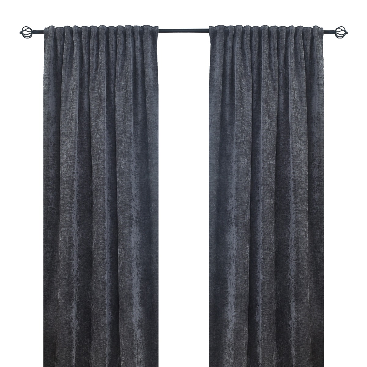 Nancy Grå 2x135x250 cm Rumsförmörkande Sammetsgardin 2-pack