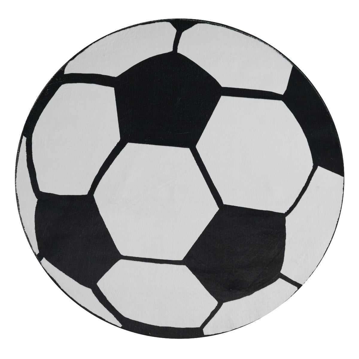 Soft Football Vit/Svart Rund 160 cm Barnmatta Mjuk P&auml;ls-look